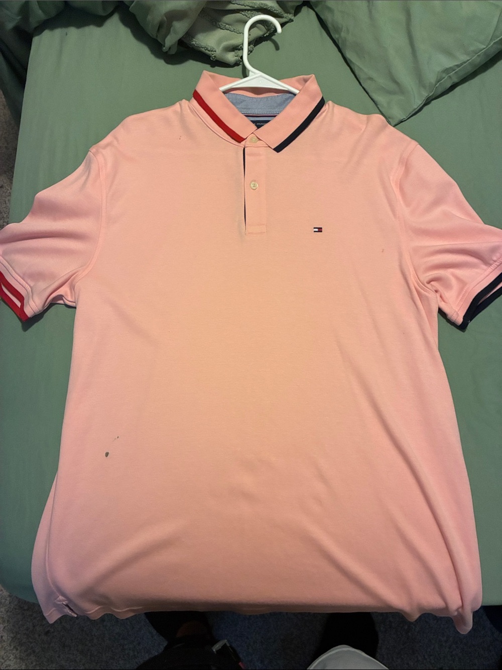 Tommy Hilfiger Men’s Light Pink Polo with Contrast Trim